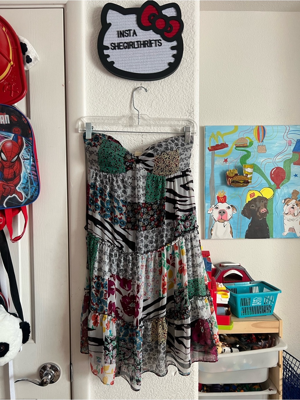 guess multi print tube dress